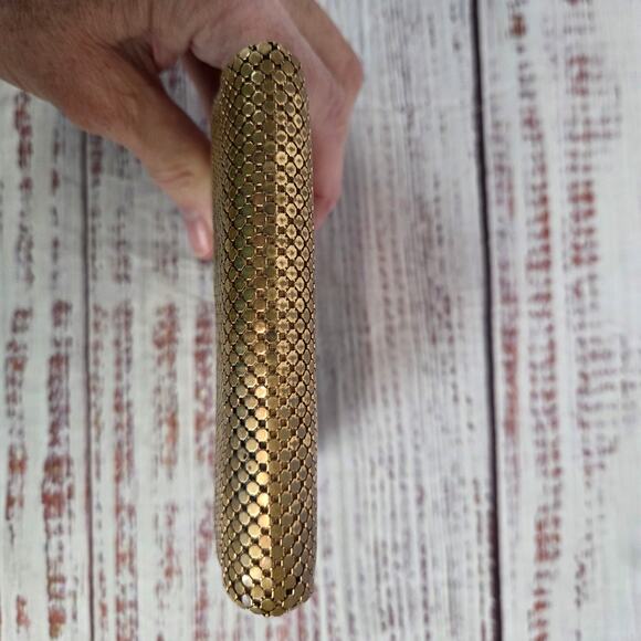 Vtg Whiting & Davis Gold Tone Mesh Wallet Kisslock Multi Pocket USA 50's Flapper - Picture 6 of 12